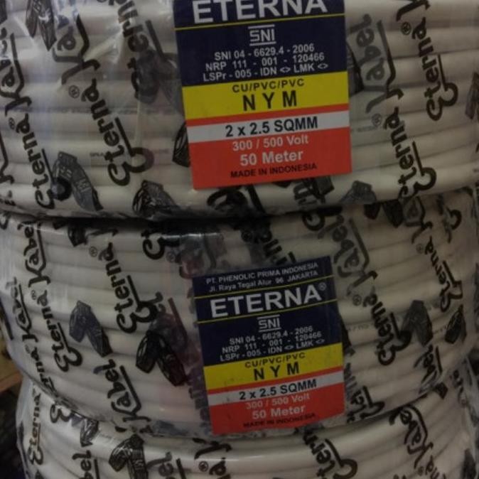 Kabel Eterna Nym 2X2,5/Kabel Listrik Eterna Lidih 2X2, 5 Per Roll 50M