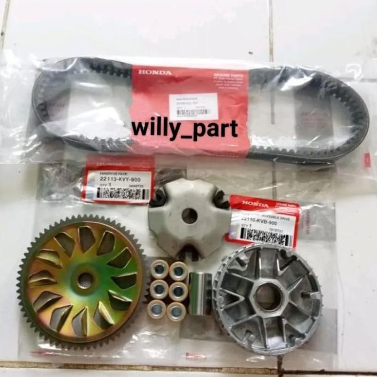 Paket Cvt Rumah Roller Assy Beat Fi Stater Kasar + Van Belt Only Beat Fi Stater Kasar + Kipas Rumah 
