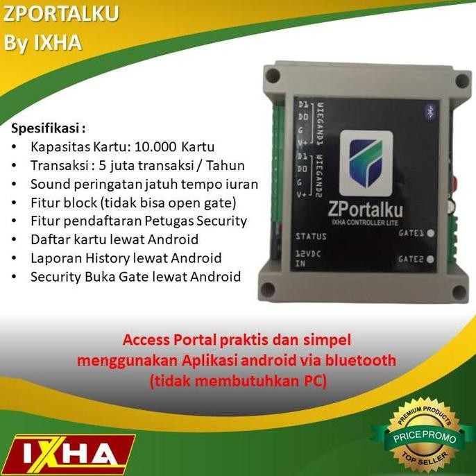 Access Control IXHA Portal Otomatis Barrier Gate ZPORTALKU via Android