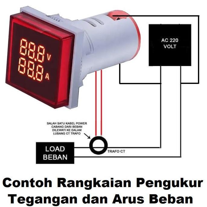 DUAL VOLT AMPER AM METER PANEL LISTRIK PILOT LAMP DIGITAL VOLTMETER AC