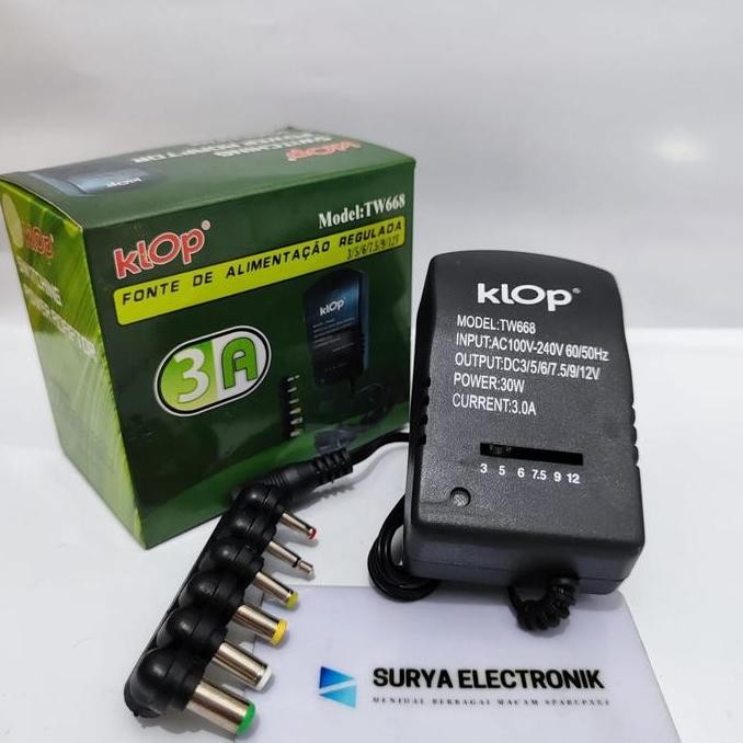 Adaptor Adjustable Multi Jack 3-12 Volt Dc / Adaptor Multi Klop Tw668