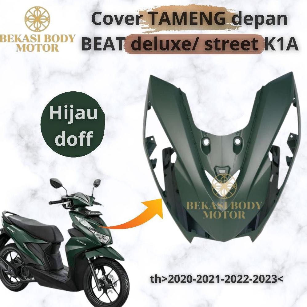 Tameng K1A hijau doff depan beat LED  new deluxe 2020-2023  64301-K1A-N00MGB original