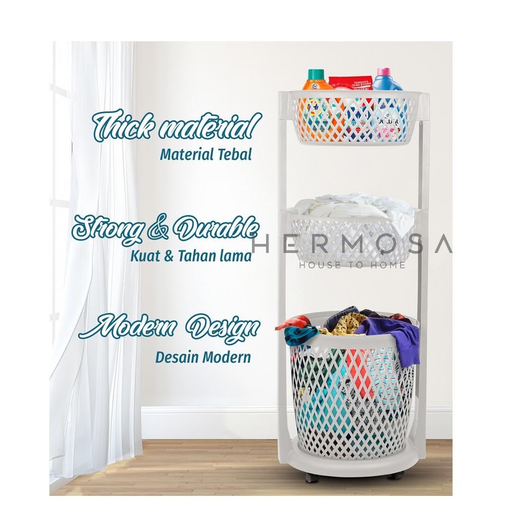 ROVEGA Rak Pakaian / Basket Laundry Baju Serbaguna Susun 3 RLB 350 / RLB300 Bahan Tebal Berkualitas 