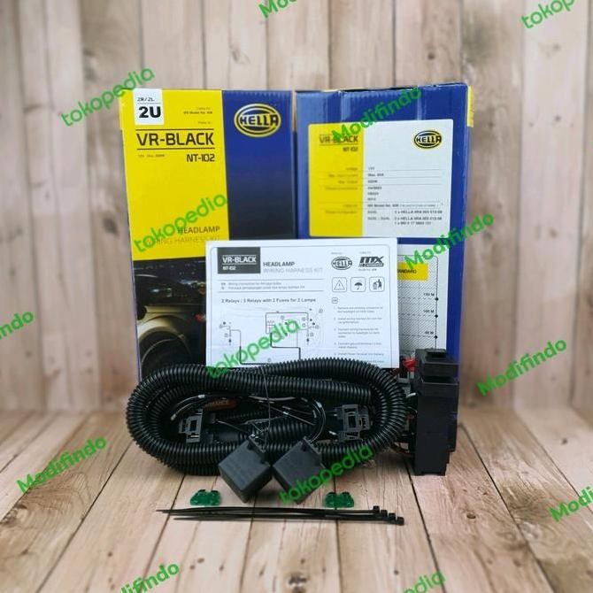 ASLI HELLA KABEL RELAY SET LAMPU DEPAN HEADLAMP H4 MOBIL 2 RELAY - ORIGINAL