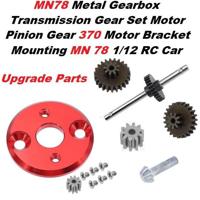 GEARBOX METAL MN78 + MOTOR 370 + BRACKET MOUNT | UPGRADE TRANSMISSION RC MN78 MN82 STOK TERBATAS