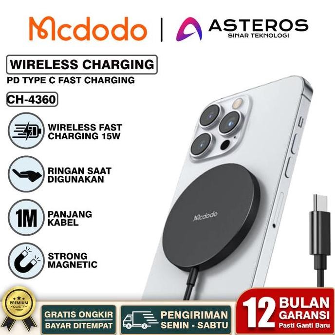 ASLI MCDODO CH-233 KABEL CHARGER MAGSAFE IPHONE 14 PRO MAX SERIES FAST WIRELESS CHARGING 15W