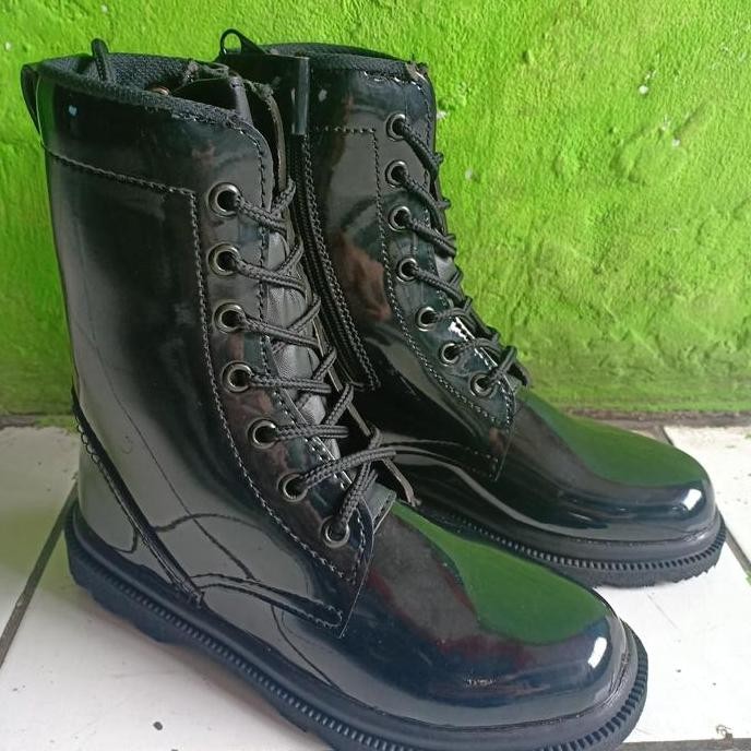 sepatu anak pdl boot kulit kilap polisi tni