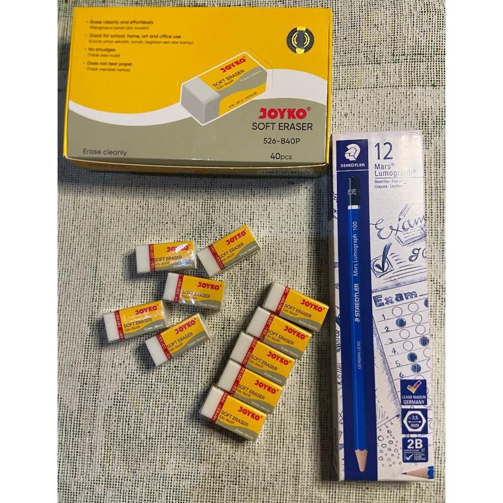 

TERBARU TERBARU [PAKET] PENSIL STAEDLER 2B 1 LUSIN & PENGHAPUS JOYKO 526-B40BL 10 PCS