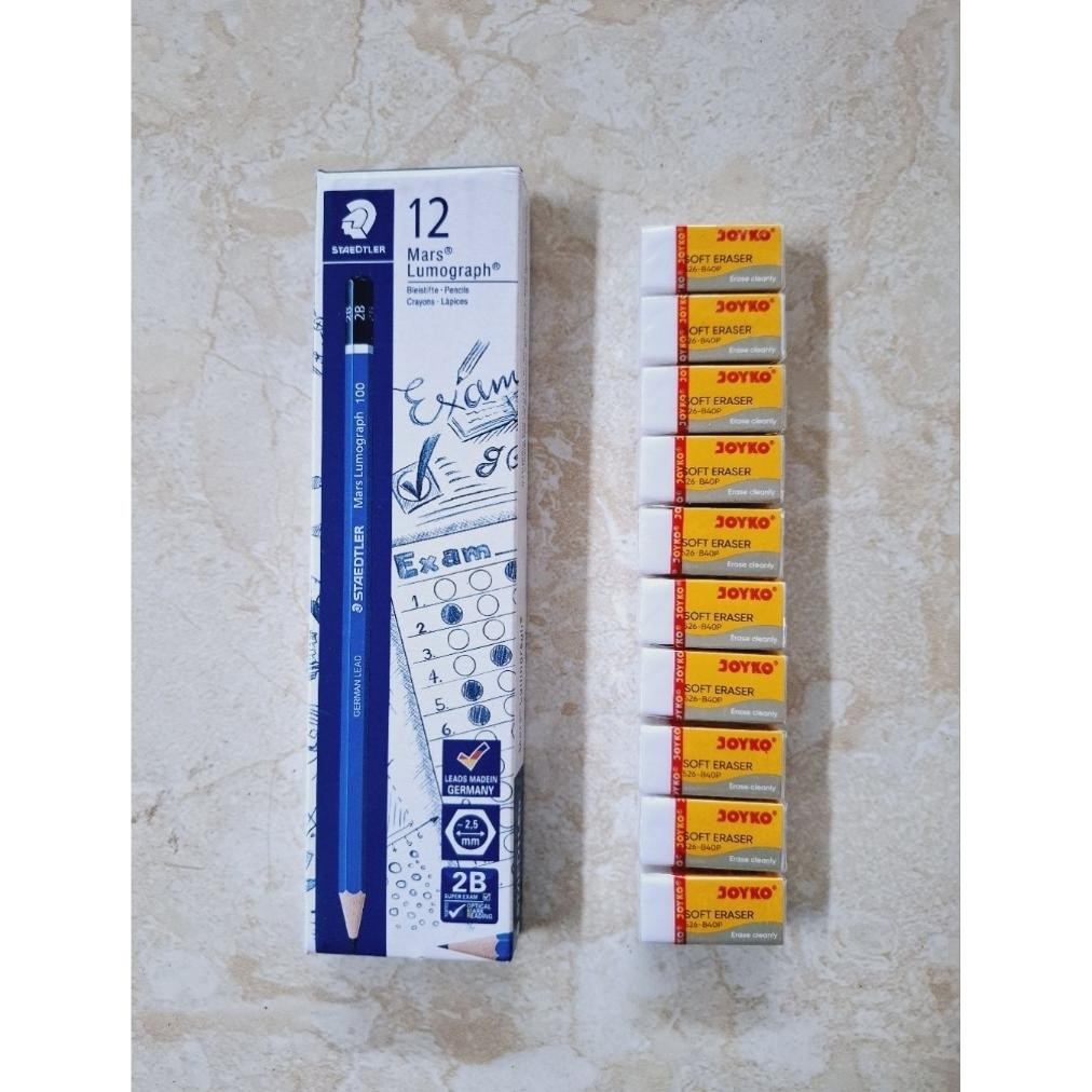 

TERBARU PENSIL STAEDLER 12 PCS(1 PAK) BONUS 10 PENGHAPUS MINI MERK JOYKO