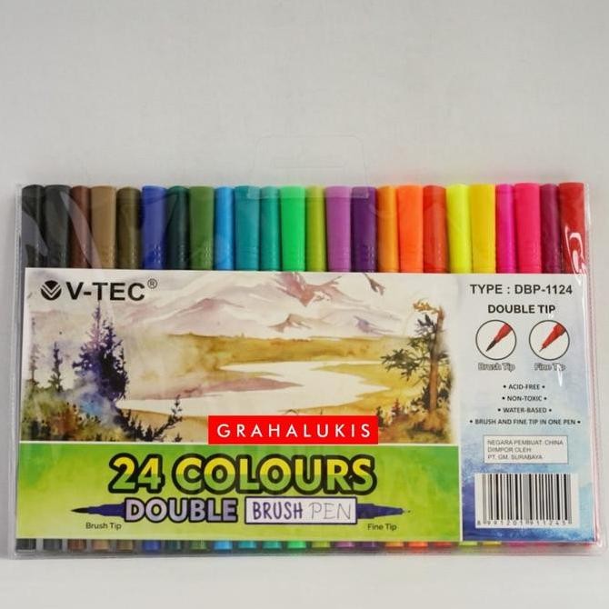 

Promo V-Tec Double Brush Pen 24 Warna Dbp-1124 - Spidol Kuas Warna