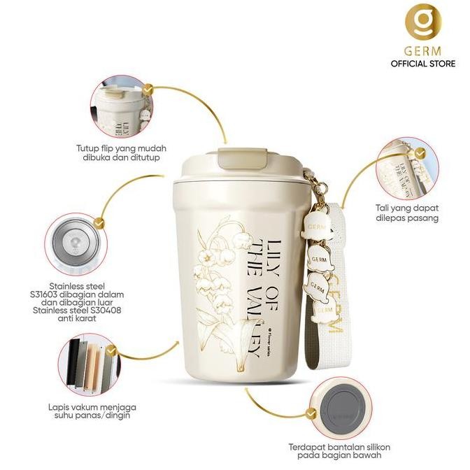Murah CodGerm K32 390Ml Vacuum Termos Cup S31603 Baja Tahan Karat Portabel With Liontin Dekoratif Ca
