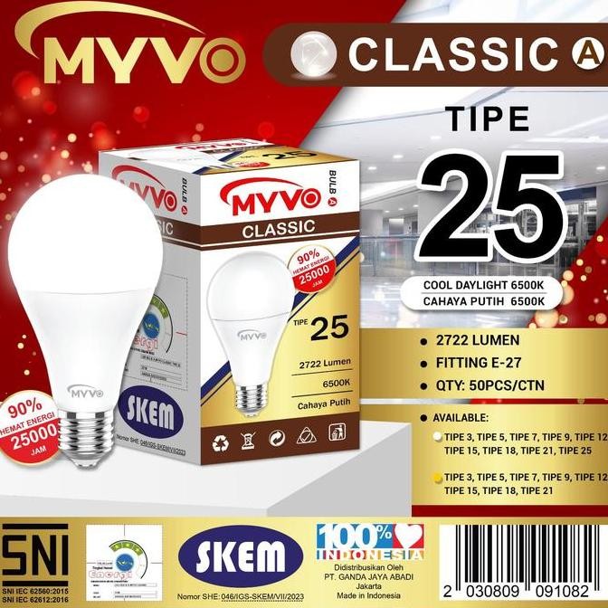 Bohlam Led Myvo Classic A 25W 25 Watt Lampu Led Bulb Myvo Classic A Bulb