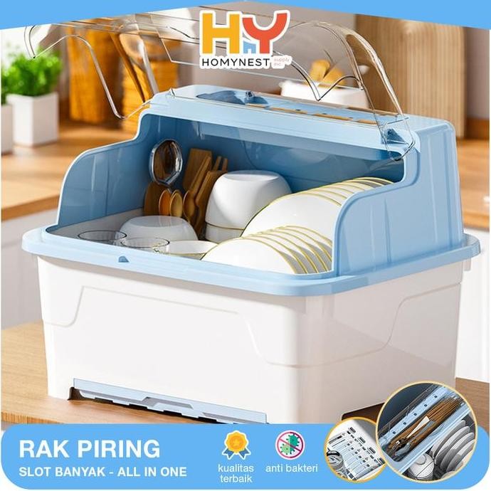 Murah Homynest Rak Tempat Gelas Piring Anti Debu Dengan Penutup