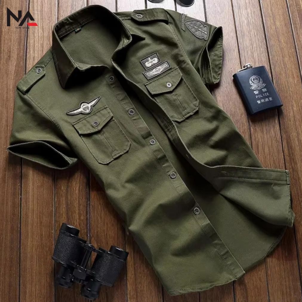 Kemeja Pria Tactical Bordir / Kemeja Tactical Pria / Kemeja Tactical Lengan Pendek / Kemeja / Kemeja