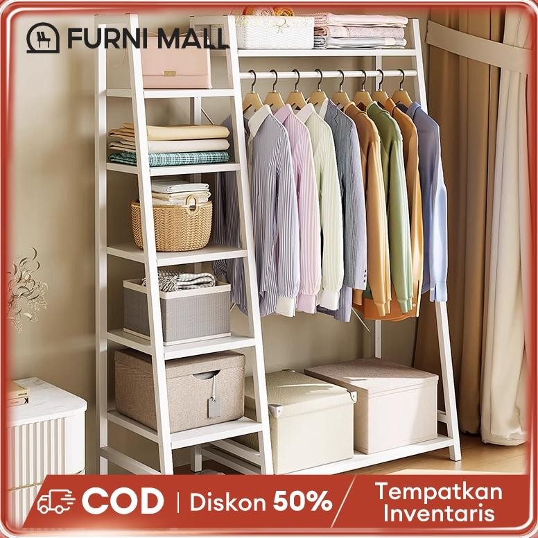 Rak Baju Gantung Stand Hanger Rak Baju Rak Pakaian Rak Gantung Baju Kayu Lemari Pakaian Tanpa Kain