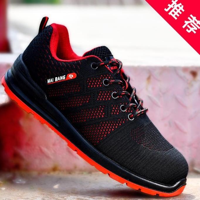 new  Umaila Sepatu Safety ujung besi baja Sneakers sport Ringan c