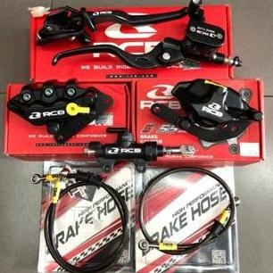 baru Paketan Master Rem RCB E3 14mm Set Kanan Kiri Kopling + Kaliper Depan Belakang S 2 Piston R55 +