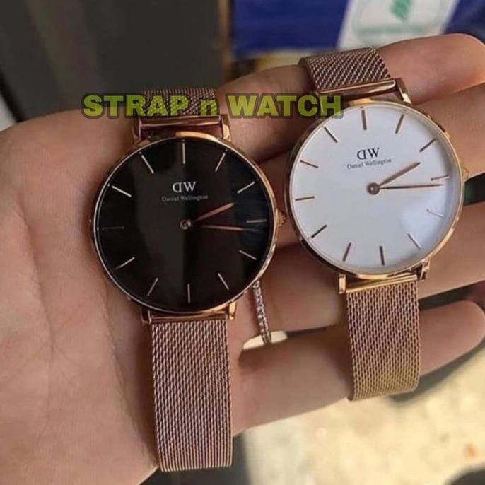 new  Jam Tangan Wanita DW Petite Melrose Black Original Rantai Fullset