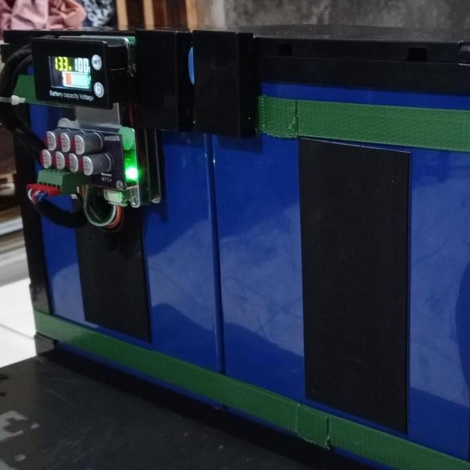 Baterai Lifepo4 12v 200ah 4s2p With BMS 120a + Balancer + voltmeter murah