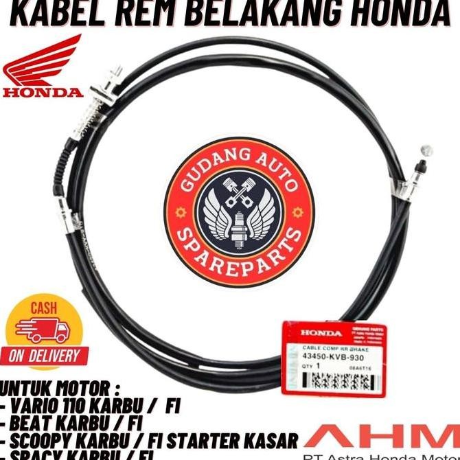 baru AHM Part Kabel Rem Belakang Honda Beat Karbu FI Vario 110 Karbu FI Scoopy Karbu FI Spacy Karbu 
