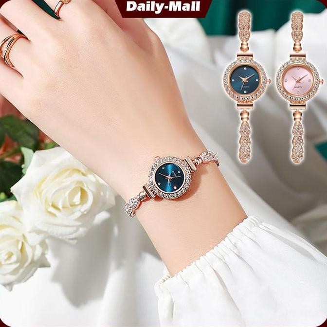 new  Jam Tangan Wanita Rantai Kecil Elegant Quartz Jam Rantai Serut Jam Analog Jam Tangan Rantai Ser