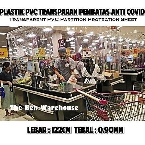 Plastik Mika Transparan Partisi Pembatas Sekat Covid 122cm 0.90mm murah