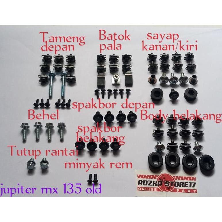 baut lengkap full set body jupiter mx135 old kunci L
