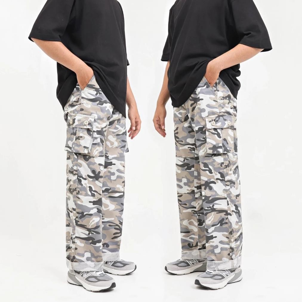 Terbaik FiFTEEN Celana Loreng Panjang Pria Cargo Baggy Pants Gombrong Loreng / Cargo Pants Loreng / 