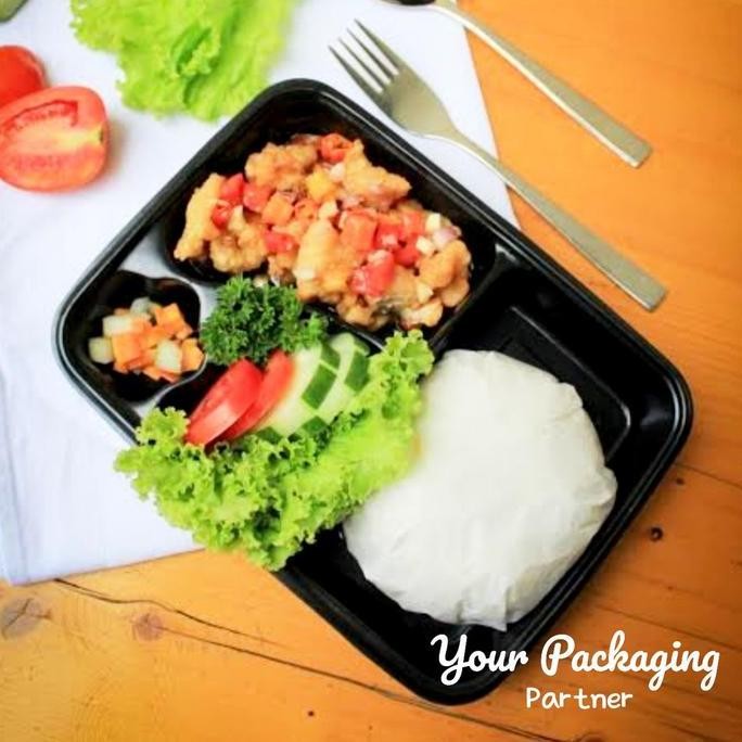(Isi 50) Mika Box Bento Sekat 4 Bintang / Bento Lubang 4 / Bento Box / Bento Katering Nasi / Lunch B