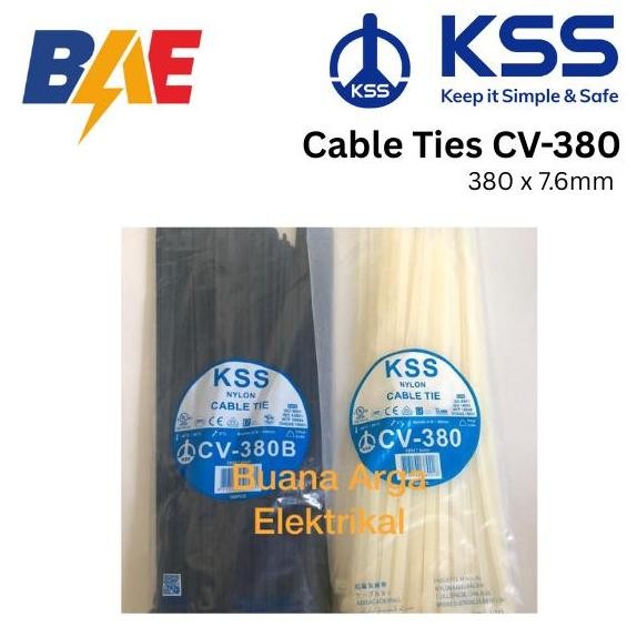 

KSS CABLE TIES / KABEL TIES CV 380 X 7.6MM - WARNA PUTIH/HITAM @100PCS ORIGINAL DAN TERPERCAYA