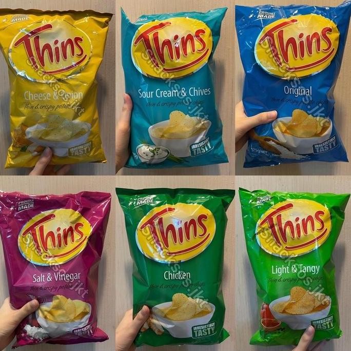

THINS POTATO CHIPS ORIGINAL / SOUR CREAM CHIVES / SALT & VINEGAR / CHICKEN / LIGHT & TANGY / CHEESE & ONION