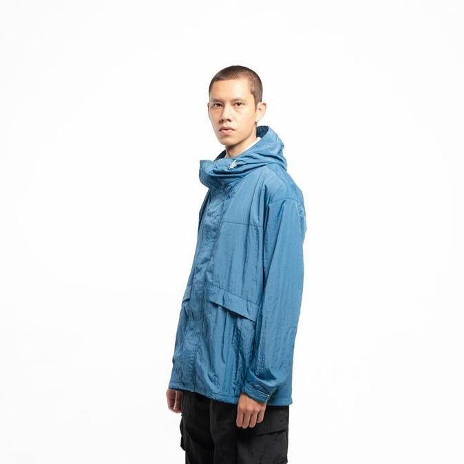 Helsinki Windbreaker Jacket Popular Denim Blue Nylon Crinkle Water Repellent