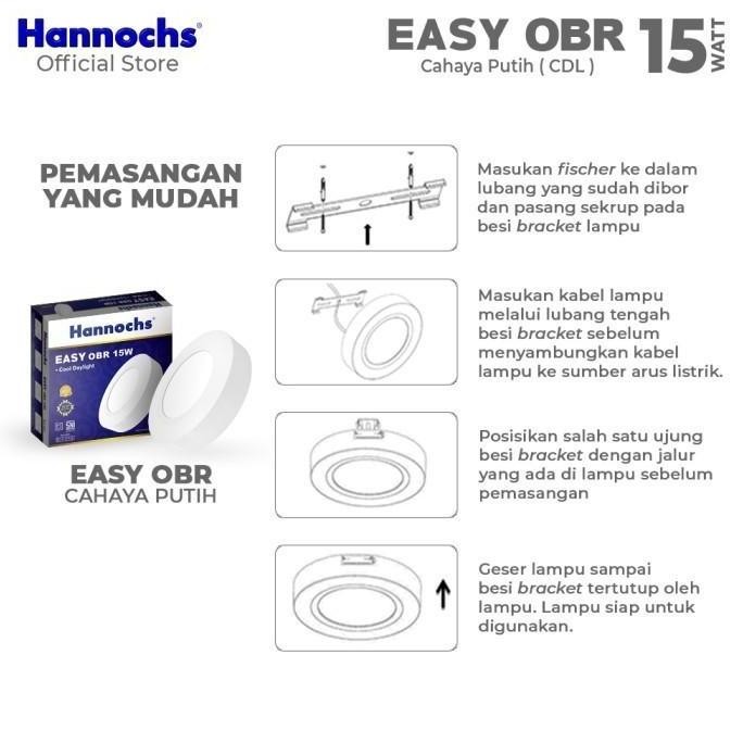 Lampu Downlight Led Hannochs Easy Obr 15W Bulat Ob Ditempel Outbow