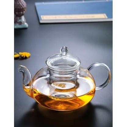 Promo Teko Kaca Teh 400 Ml - Clear Glass Kettle Tea - Saringan Teh