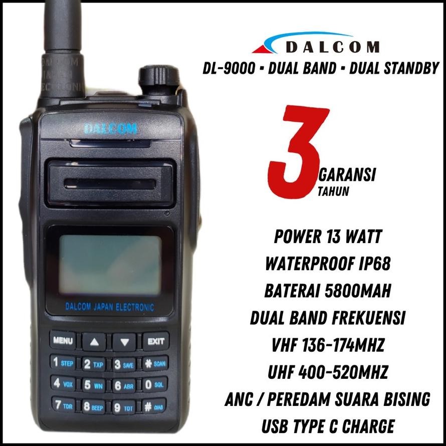 NEW RADIO WALKIE TALKIE HT DALCOM JAPAN DL-9000 DUAL BAND IP68 WATERPROOF [terbaik][terlaris]