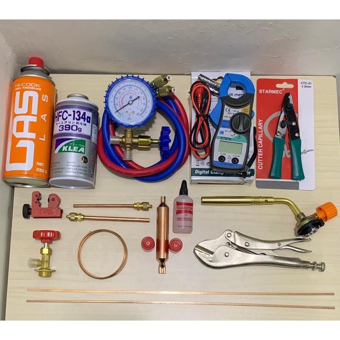 Paket isi freon kulkas / showcase dll dengan perlengkapan lain