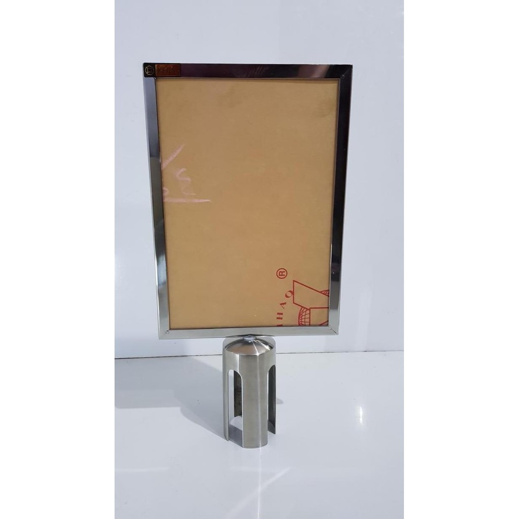 

Promo Sign frame A4 Potrait Signage poster papan tiang antrian Stainless COD