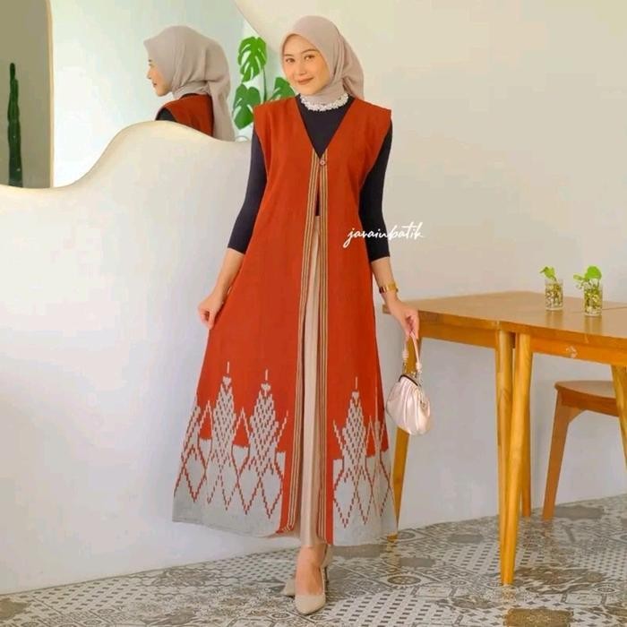 DWF long outer tenun terbaru wanita - outer tenun wanita panjang Cardigan Muslim Baju Atasan Kardiga