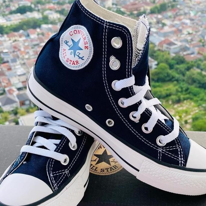 Sepatu Converse Original All Star High Basic Navy Biru Tua Tinggi Ori (Best Quality)