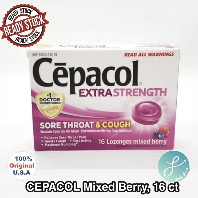 

NEW CEPACOL Extra Strength Sore Throat & Cough, 16 Lozenges, Mixed Berry