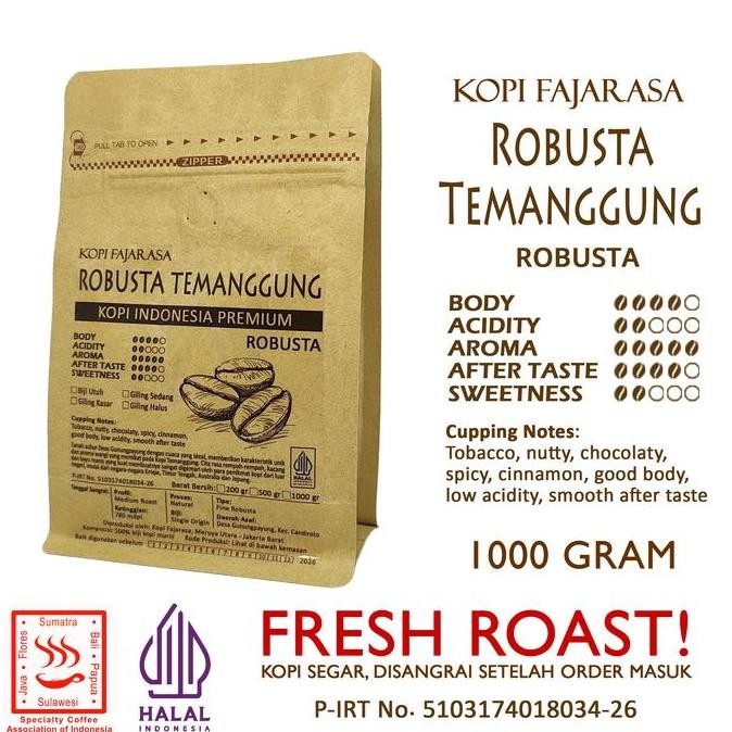 

Kopi Fajarasa Robusta Temanggung Biji Kopi Robusta 1 kg LC