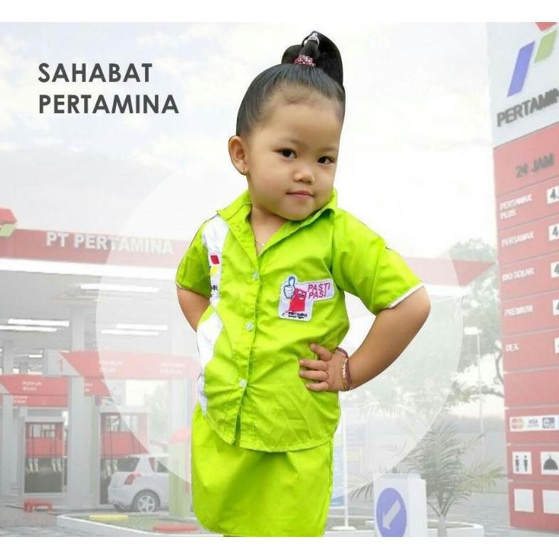Kostum Profesi Pertamina Boy & Girl (3 Ukuran Sml) | Spbu Pertamina | Baju Seragam Pertamina Promo P