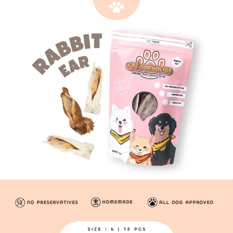 Woofholics Rabbit Ear / Kuping Kelinci / Cemilan Anjing Dog Snack Gigitan Anjing / Snack Anjing DiM