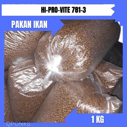Pakan Ikan Hi - pro - vite 781-3 1KG/ 1 KILO pakan ikan lele , nila , patin , bawal , ikan mas , gur