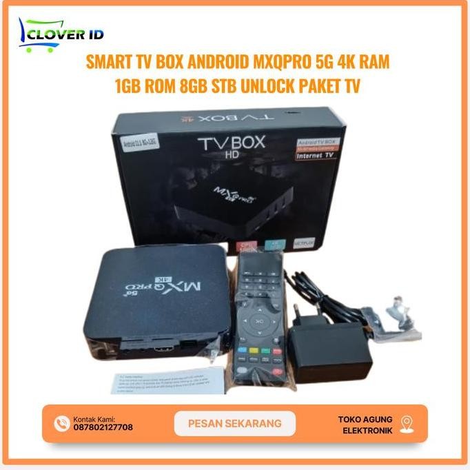 TERBARU - Smart TV Box Android MXQPRO 5G 4K Ram 1GB Rom 8GB STB Unlock Paket TV