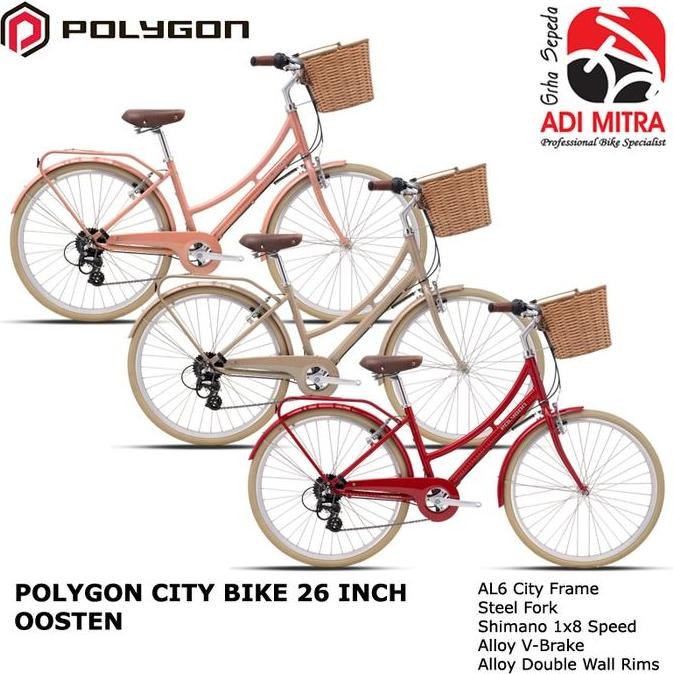 Terlaris Polygon Sierra Oosten [26 Inch] Sepeda Keranjang Rotan Vintage City Bike Ready Stok