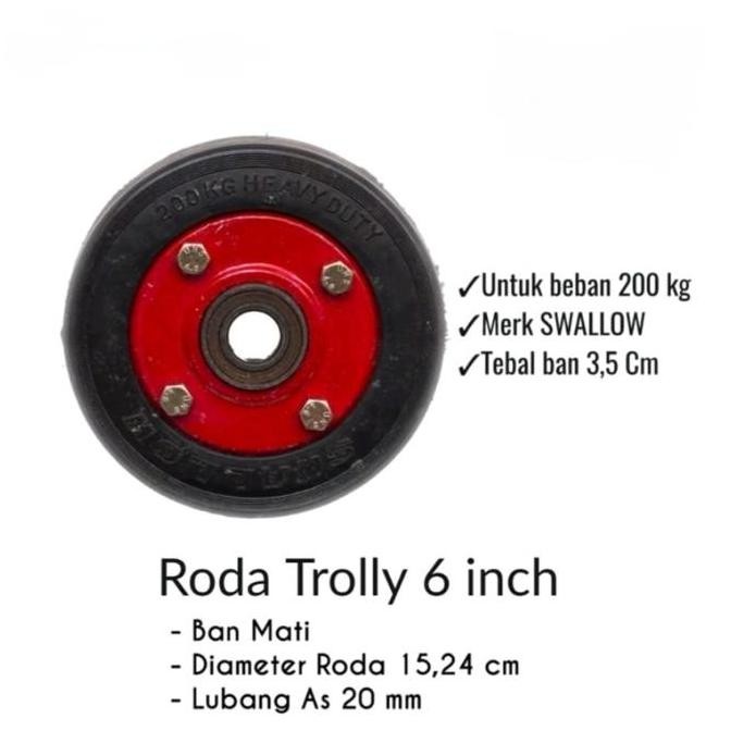 Stok Sj Roda Trolley Lori Ban Mati 6 Inch /Roda Lori 6 Inch/Ban Lori 6 Inch