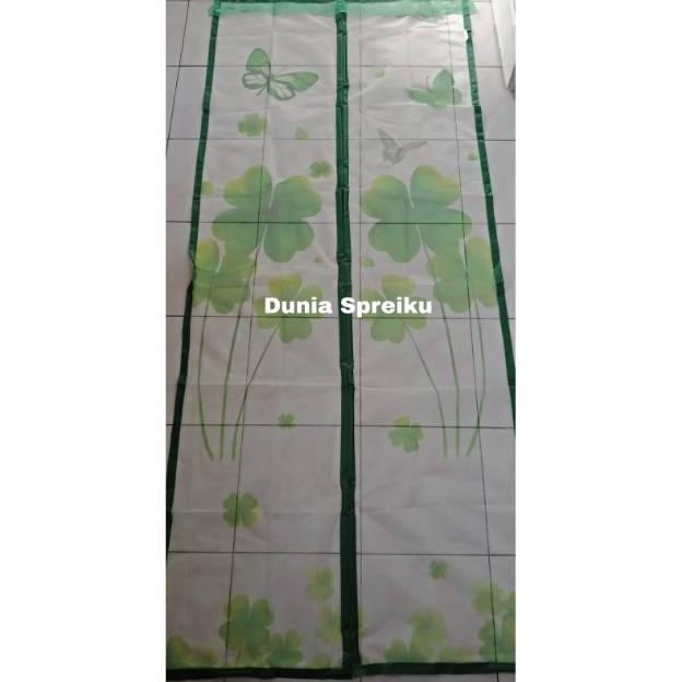 SPESIAL DISKON TEBAL, FULL JAHIT  Tirai Pintu Magnet Taiwan Elegan (hijau daun teratai) / Tirai Teba