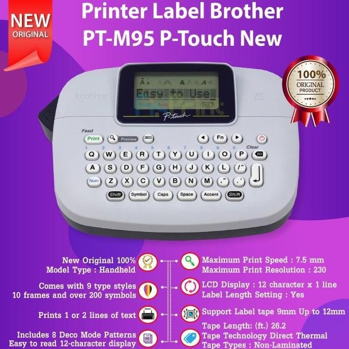 

Brother Label Printer Pt-M95 Handy Label Maker Seri M-Tape New Stok