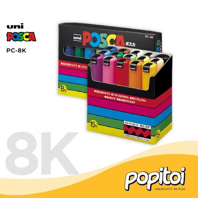 

TERBARU - UNI Posca PC-8K Acrylic Marker SET 8 15 Colors Thick Square Tip Spidol Warna Warni